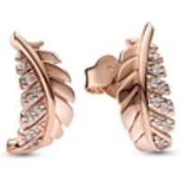 Floating Curved Feather Stud Earrings