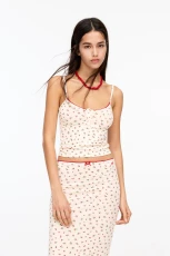 Floral Camisole Top - Pale ecru