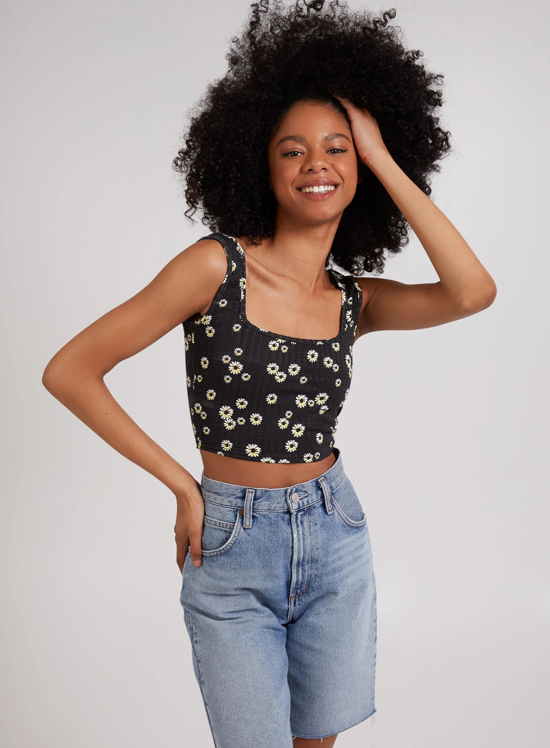 Floral Crop Top Black