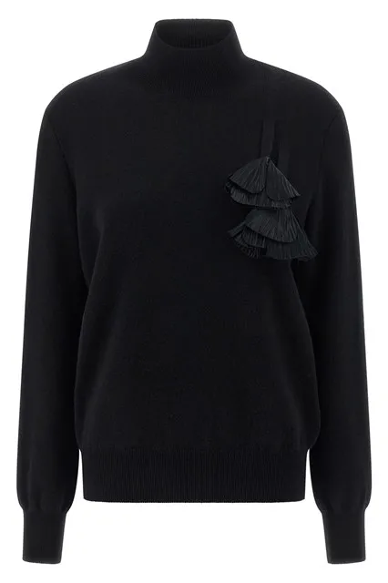 Floral insert sweater - Black