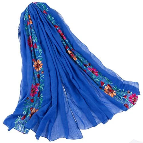 Floral Shawl Wraps Lower Spring Scarf Scarfs for Women Headwrap Women Large Scarf Flower Embroidery Scarf Shawl Wraps for Women Womens Shawl Cotton Linen Scarf The Flowers Women's