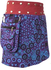 Floral Short Popper Removable Pocket Reversible Cotton Skirt B Floral Short Popper Removable Pocket Reversible Cotton Skirt B