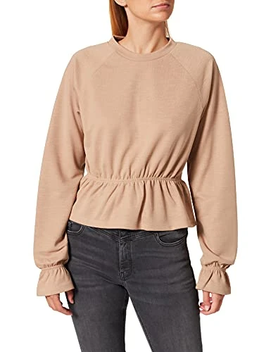 Flounce Detail Jersey Top, Beige, X-Small