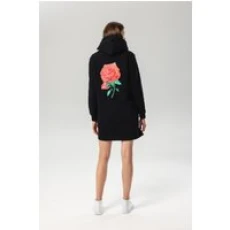 Flower Hoodie Dress Black L Hoodie Dress Tops Unisex Genderless Sustainable