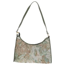 Flower Shoulder Bag Embroidery PU Leather Evening Bag Woman Phone Cards Pouch Crossbody Bag Wedding Clutch Bag Gift (Green)
