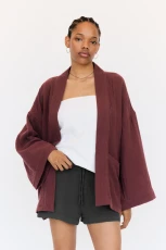 Flowing Kimono Jacket - Wine