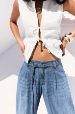 Flowing Wide eg Jeans edium blue