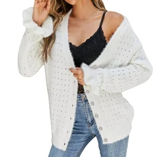 Fluffy Cardigan Women Casual Single Breasted V-Neck Long Sleeve Pullover Fashion Solid Cardigan Jacket Neckerchief Holder Jewellery Grey Cardigan Women's Cardigan with Hole Embroidery, White, M Fluffy Cardigan Women Casual Single Breasted V-Neck Long Sleeve Pullover Fashion Solid Cardigan Jacket Neckerchief Holder Jewellery Grey Cardigan Women's Cardigan with Hole Embroidery, White, M