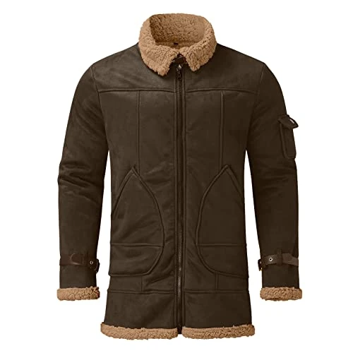 Fluffy Coat Men - Casual Fleece Jackets For Men Winter Coat Zip Up Thick Winter Warm Windproof Jacket Plain Colour Lapel Thicken Cool Zipper Patchwork Jacket Coats With Plush Collar