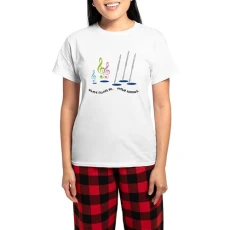 Flute Treble Quote Women's Light Pajamas Women's Novelty Cotton Pyjama Set, Comfortable PJ Sleepwear