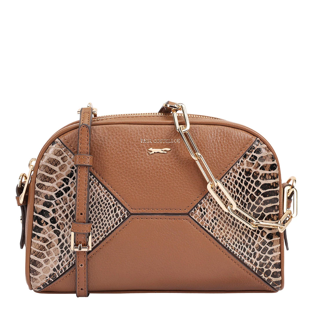 Foil/Chipmunk Elias Crossbody Bag - Brown