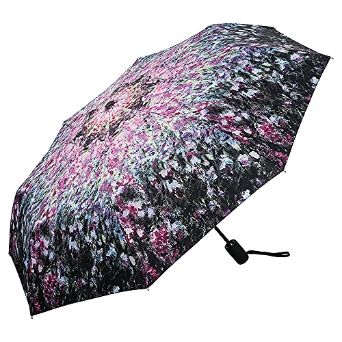 Folding Pocket Umbrella Automatic Claude Monet The Garden Art Lightweight auto open Women Floral Motif