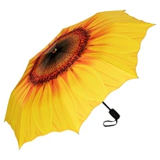 Folding Umbrella Motif Women Lightweight auto Open Pocket Umbrella Sunflower