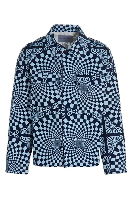 Folk Checkerboard jacket Blue Size