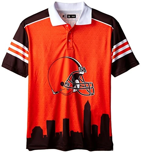 Forever Collectibles KLEW NFL Cleveland Browns Polyester Short Sleeve Thematic Polo Shirt, Orange, Medium