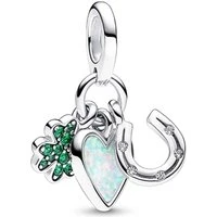 Four Leaf Clover, Heart and Horseshoe Triple Dangle Charm