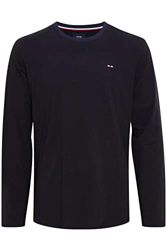 FQDilan Men's Long-Sleeved Shirt with Crew Neck, Black Beauty (193911), M