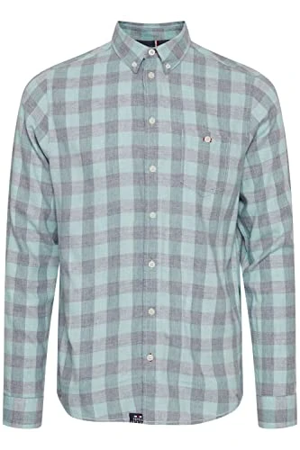 FQYunus Men's Casual Shirt Checked with Kent Collar, Blue Radiance (144816), 3XL