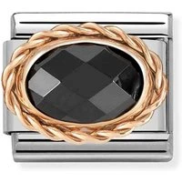 Framed Black Crystal Oval Charm