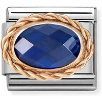 Framed Blue Crystal Oval Charm