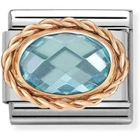 Framed Light Blue Crystal Oval Charm