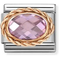 Framed Pink Crystal Oval Charm