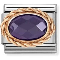 Framed Purple Crystal Oval Charm