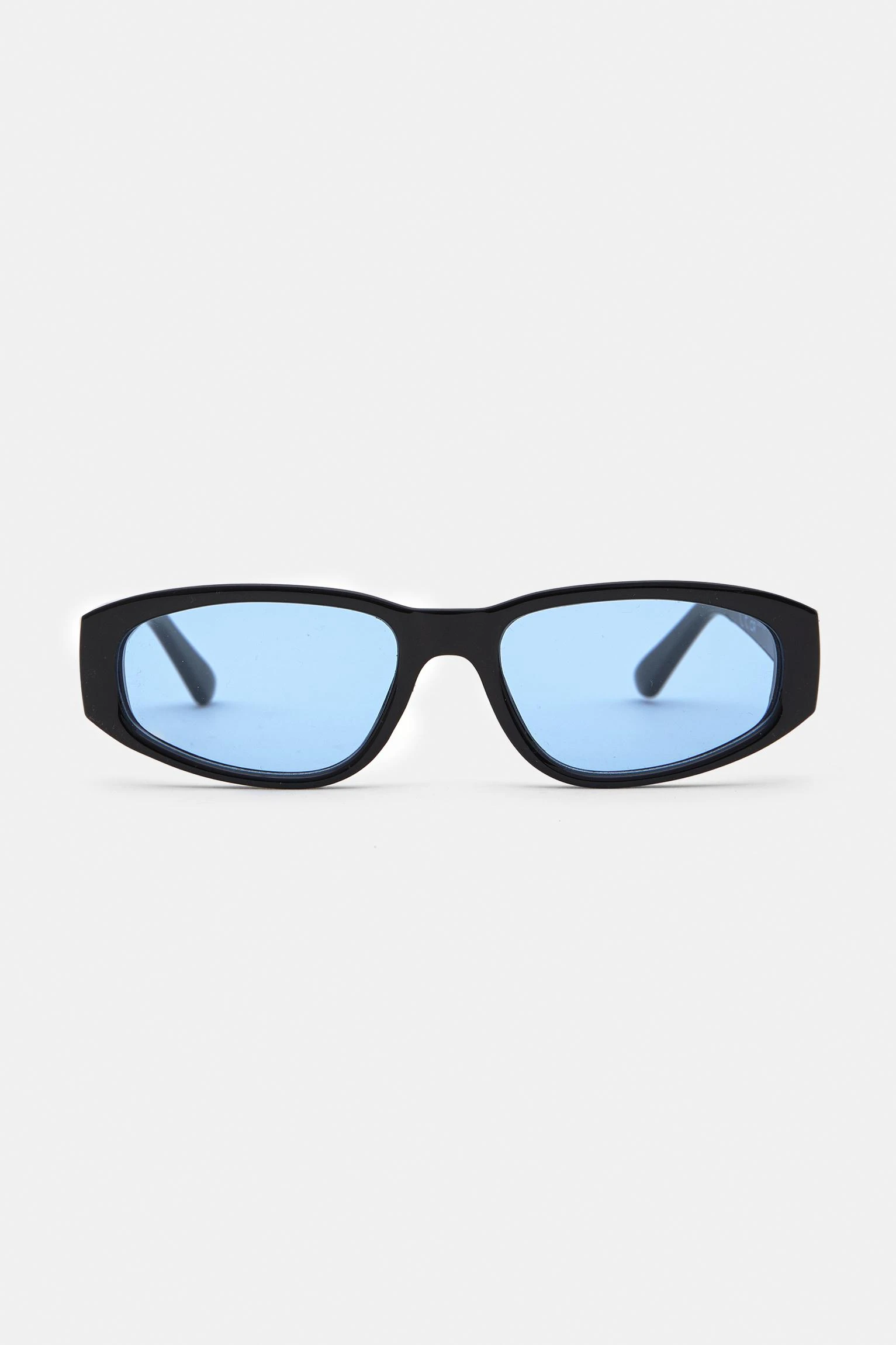 Framed Sunglasses With Blue Lenses - Black