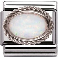 Framed White Opal Stone Charm