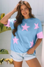 Frayed Star Patched Oversize T Shirt yosotis /
