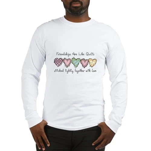 FRIENDSHIPS are LIKE QUILTS Long Sleeve T Shirt Men's Long Sleeve T-Shirt White