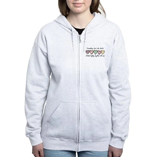 FRIENDSHIPS ARE LIKE QUILTS Zip Hoodie Womens Zip Hoodie, Classic Hooded Sweatshirt with Metal Zipper Ash Gray
