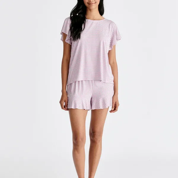 Frill pyjama t-shirt set with matching overnight pouch