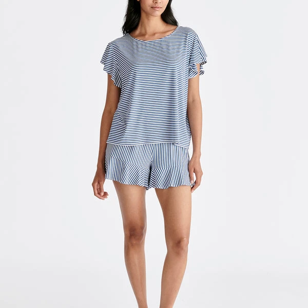 Frill pyjama t-shirt set with matching overnight pouch