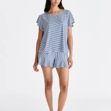 Frill pyjama t-shirt set with matching overnight pouch
