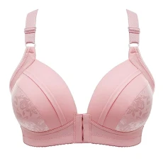 Front Fastening Bras UK Full Coverage Ladies Bras Non Wired Full Support Wire Free Bralette Underwear Yoga Fitness Exercise Oversized Women's Everyday Bras Pink