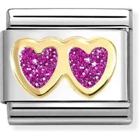 Fuchsia Double Glitter Heart Charm