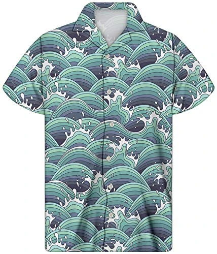 Fun Hawaiian Shirt for Men Funky Casual Button Down Aloha Beach Shirts Short Sleeve Cruise Wear Coll