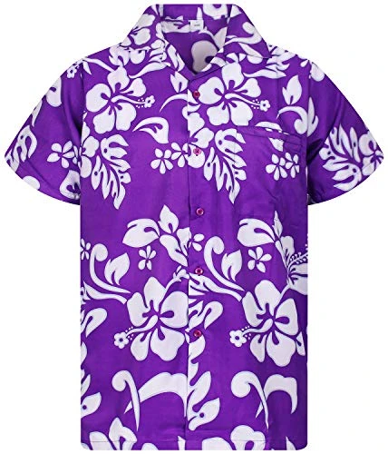 Funky Hawaiian Shirt, Hibiscus, Purple, L