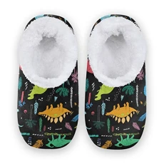 Funny Dinosaur Palm Leaf House Fleece Slippers Comfy Bedroom Shoes Anti-Slip for Men UK 10-11 Funny Dinosaur Palm Leaf House Fleece Slippers Comfy Bedroom Shoes Anti-Slip for Men UK 10-11