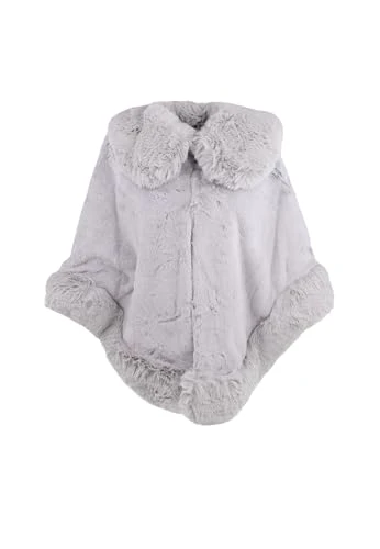 Fur Poncho Cape with Soft Fur Warm Winter Elegant Women's Jacket MT04 (MT04 Grey)