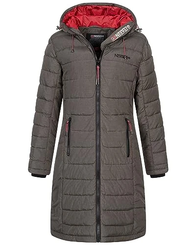 FVS Production H-H Women's Winter Jacket Quilted Coat Long Quilted Jacket Winter Coat Parka, khaki, 