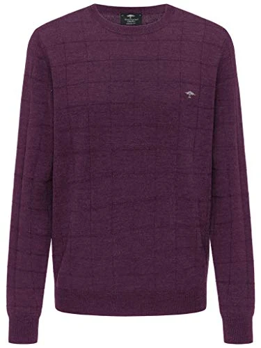 Fynch Hatton Men`s Merino Wool Crew Neck Jumper - 1220-856 537 - BlackBerry (M)