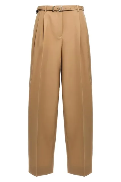 Gabardine belt pants - Beige