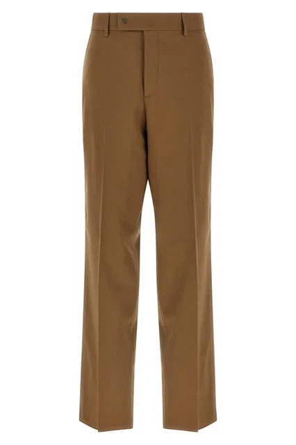 Gabardine wool trousers - Brown