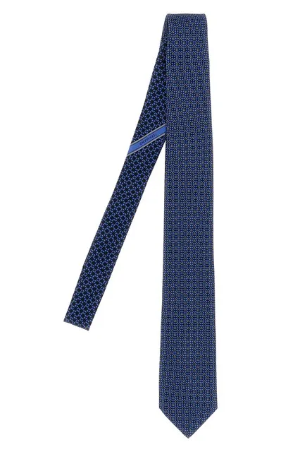 Gancini + Cuori print tie - Blue