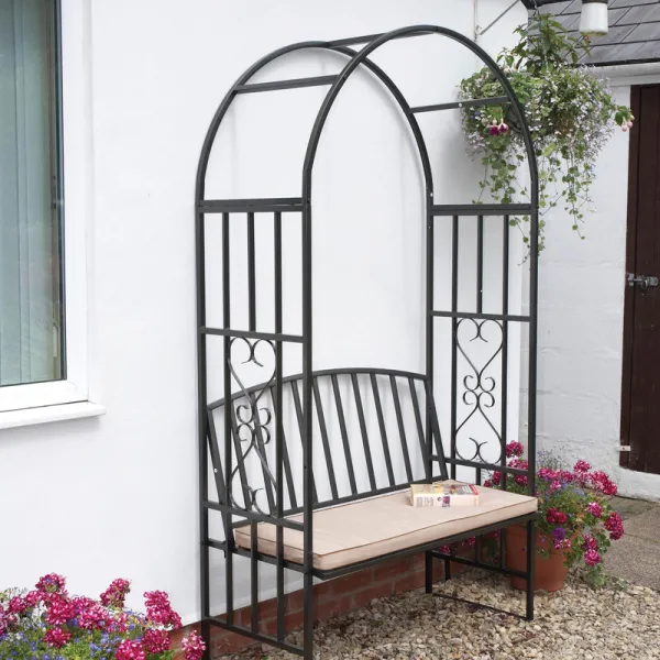 Garden Arch and Bench - Black