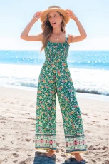 Garden Charm Floral Jumpsuit - Green