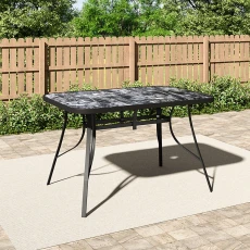 Garden Rectangular Tempered Glass Marble Coffee Table - Black