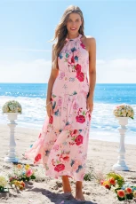 Garden Stroll Floral Maxi Dress - Pink